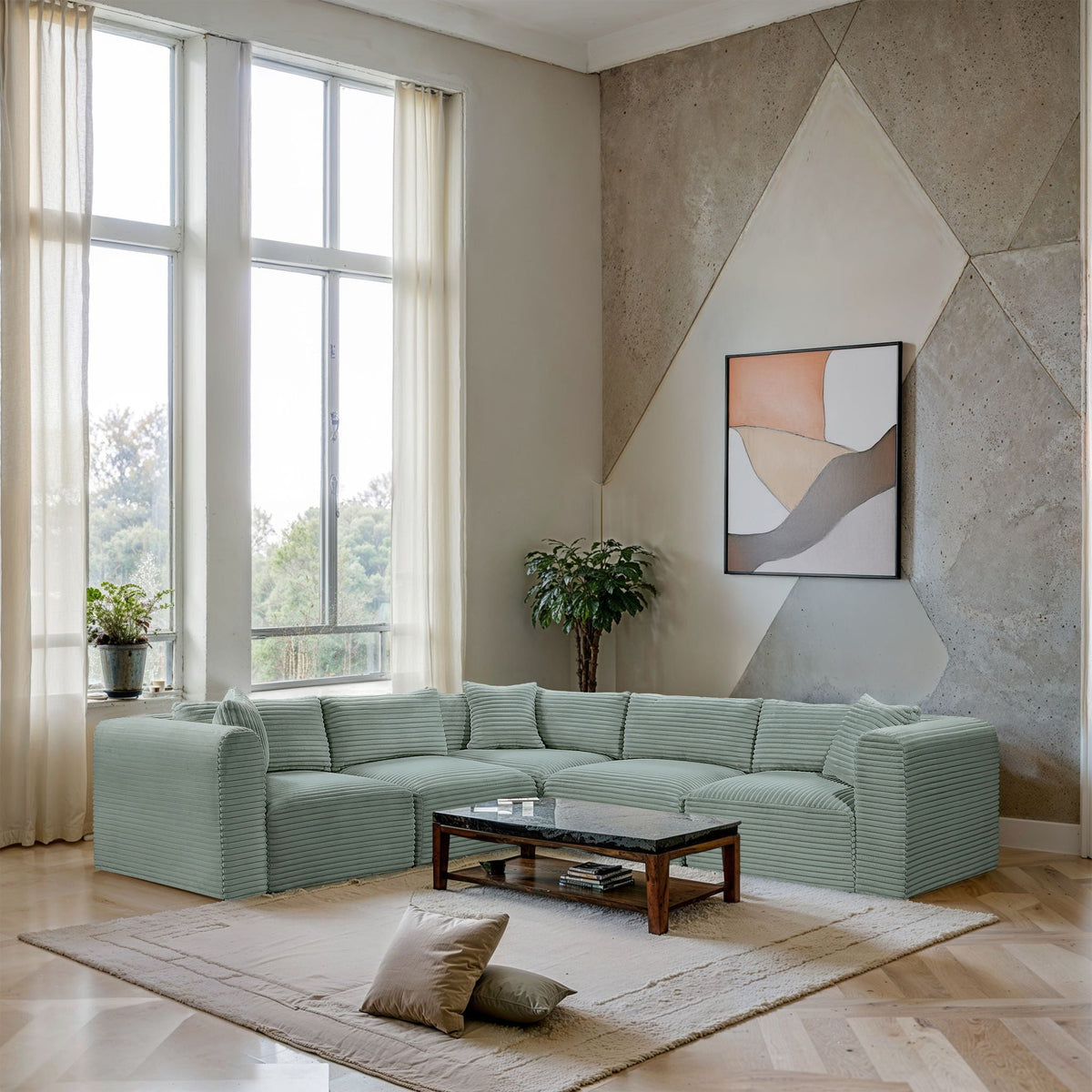 Shaggy - 5 Piece Modular Corner Sectional