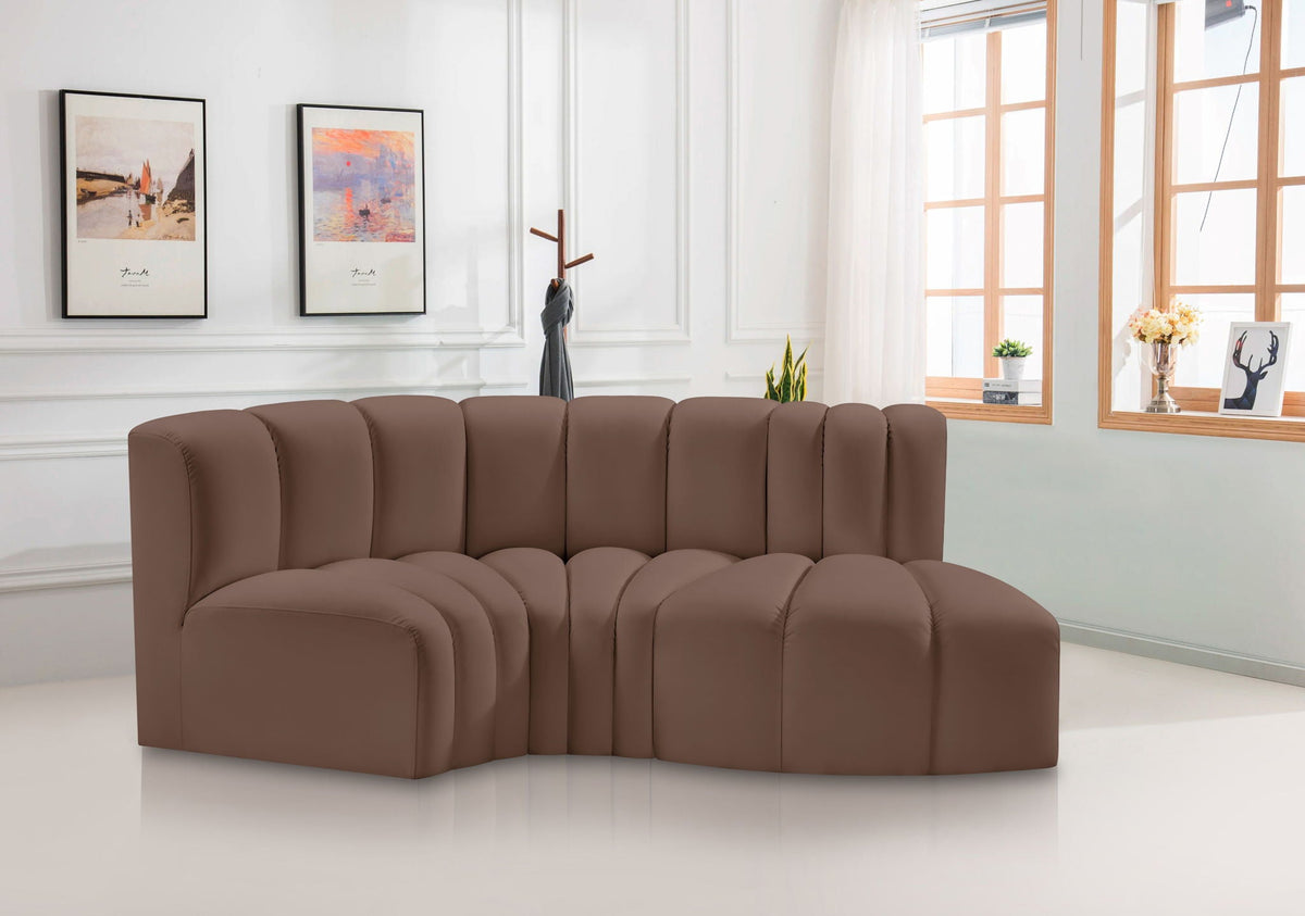 Arc - Faux Leather 3 Piece Modular L-Shaped Sofa