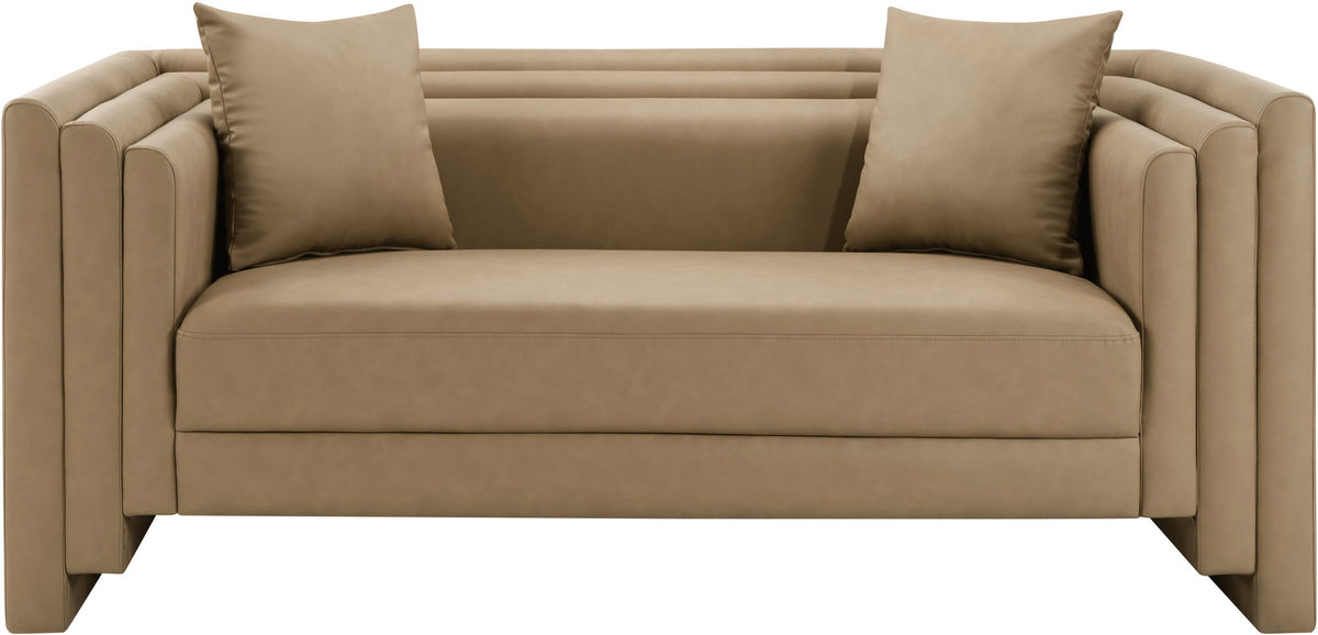 Everett - Vegan Leather 67" Upholstered Loveseat - Tan