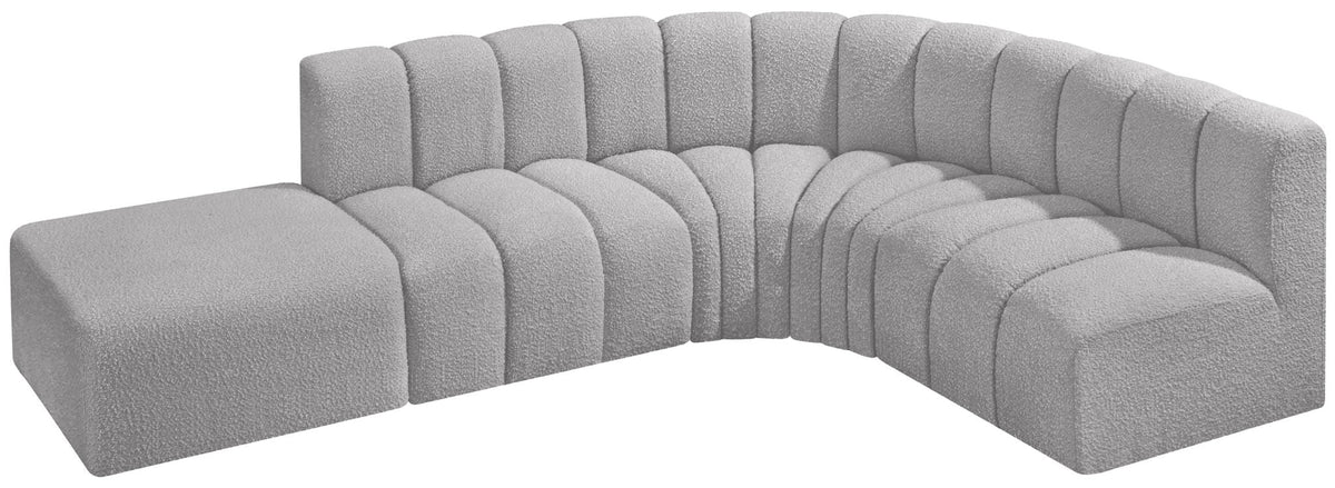 Arc - Boucle Fabric 5 Piece Corner Modular Sofa