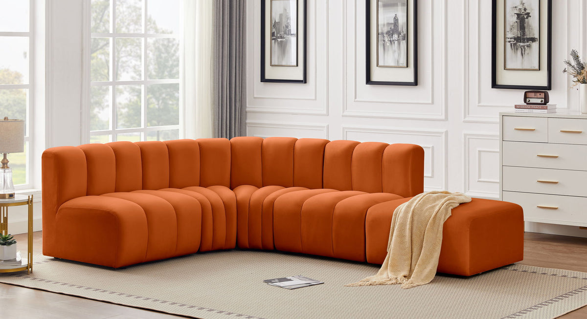 Arc - Velvet 5 Piece Corner Modular Sofa