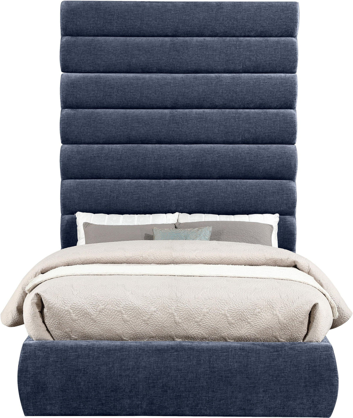 Adam - Chenille Fabric Bed With 89" Headboard