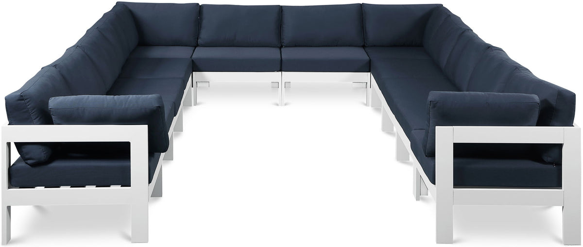 Nizuc - Outdoor Patio 12 Piece Modular Sectional With White Frame