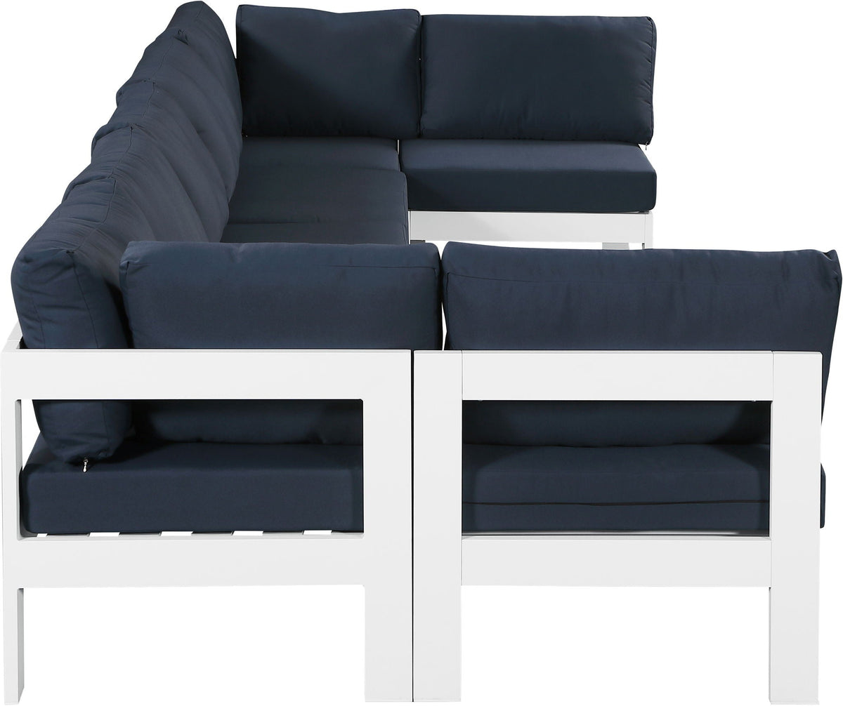 Nizuc - Outdoor Patio 7 Piece Modular Sectional With White Frame