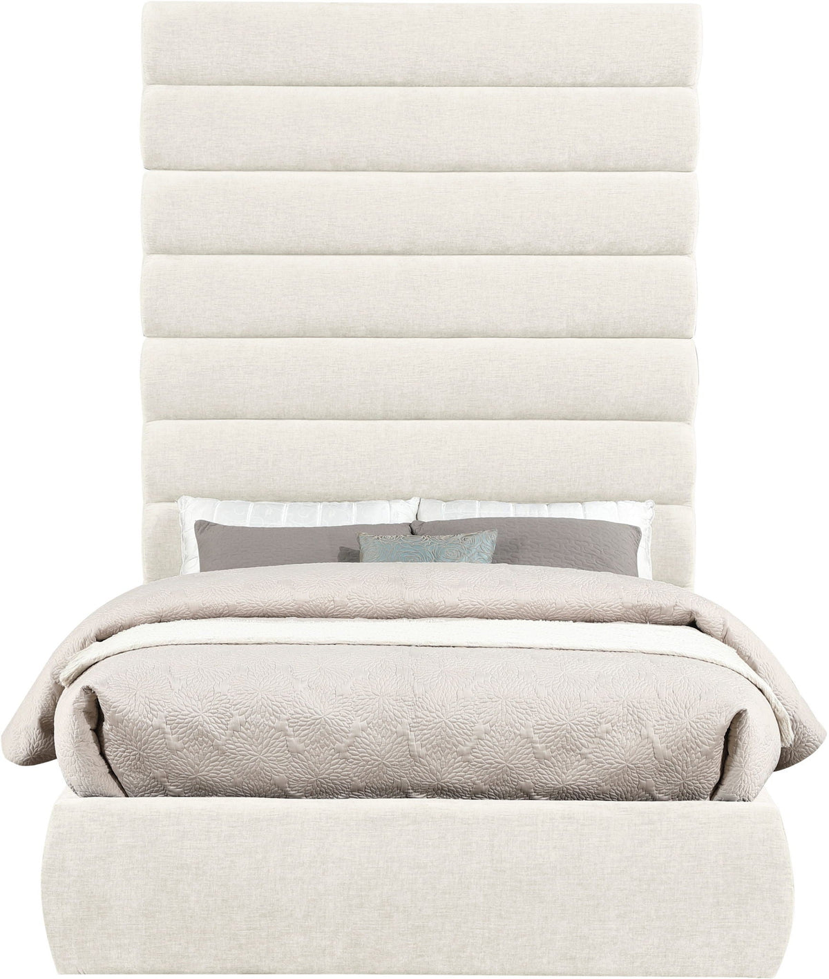 Adam - Chenille Fabric Bed With 89" Headboard