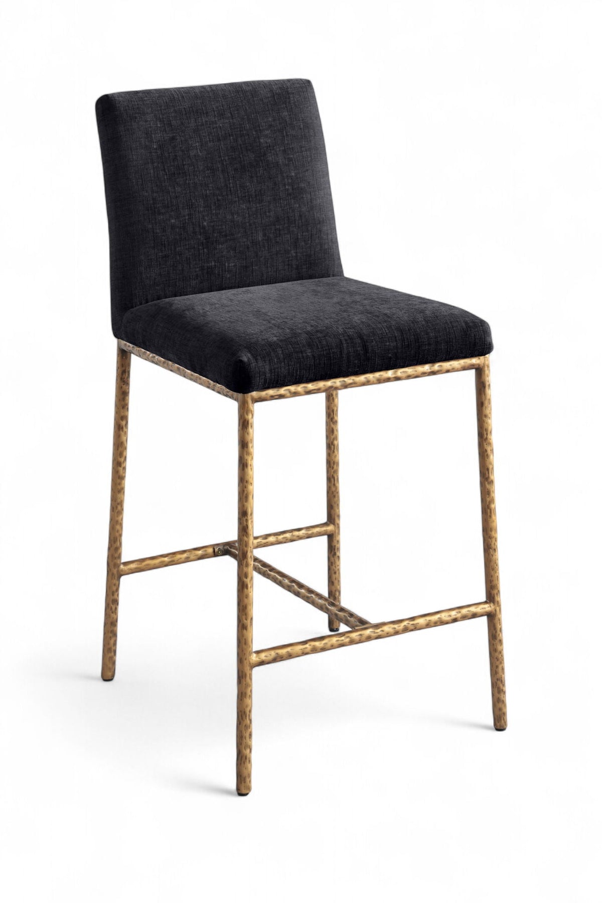 Reeves - Chenille Fabric Upholstered Counter Stool (Set of 2) - Gold Base
