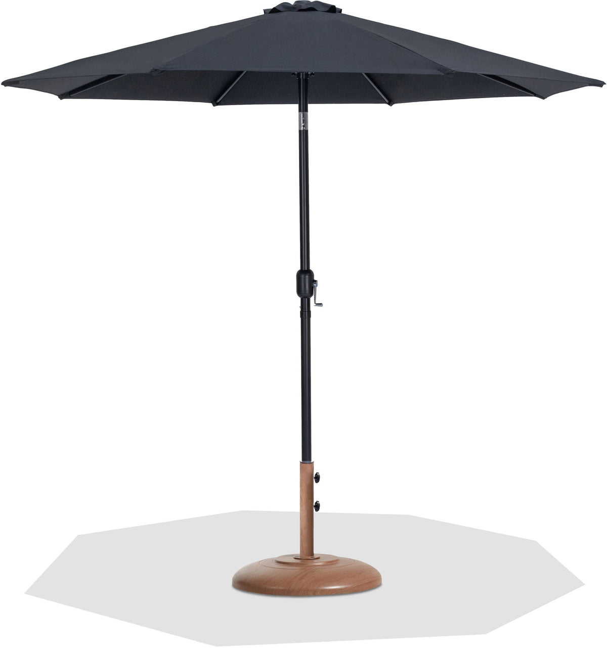 Fiji - Aluminum Patio Umbrella With Round Teak And Black Base