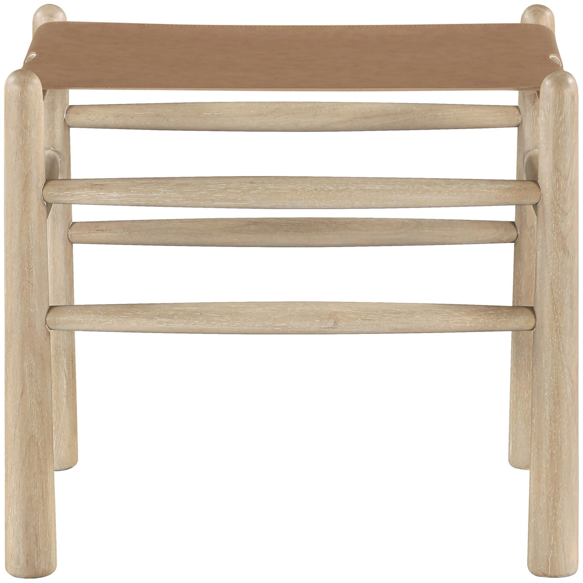 Santos - Faux Leather Upholstered Bench - Natural Frame