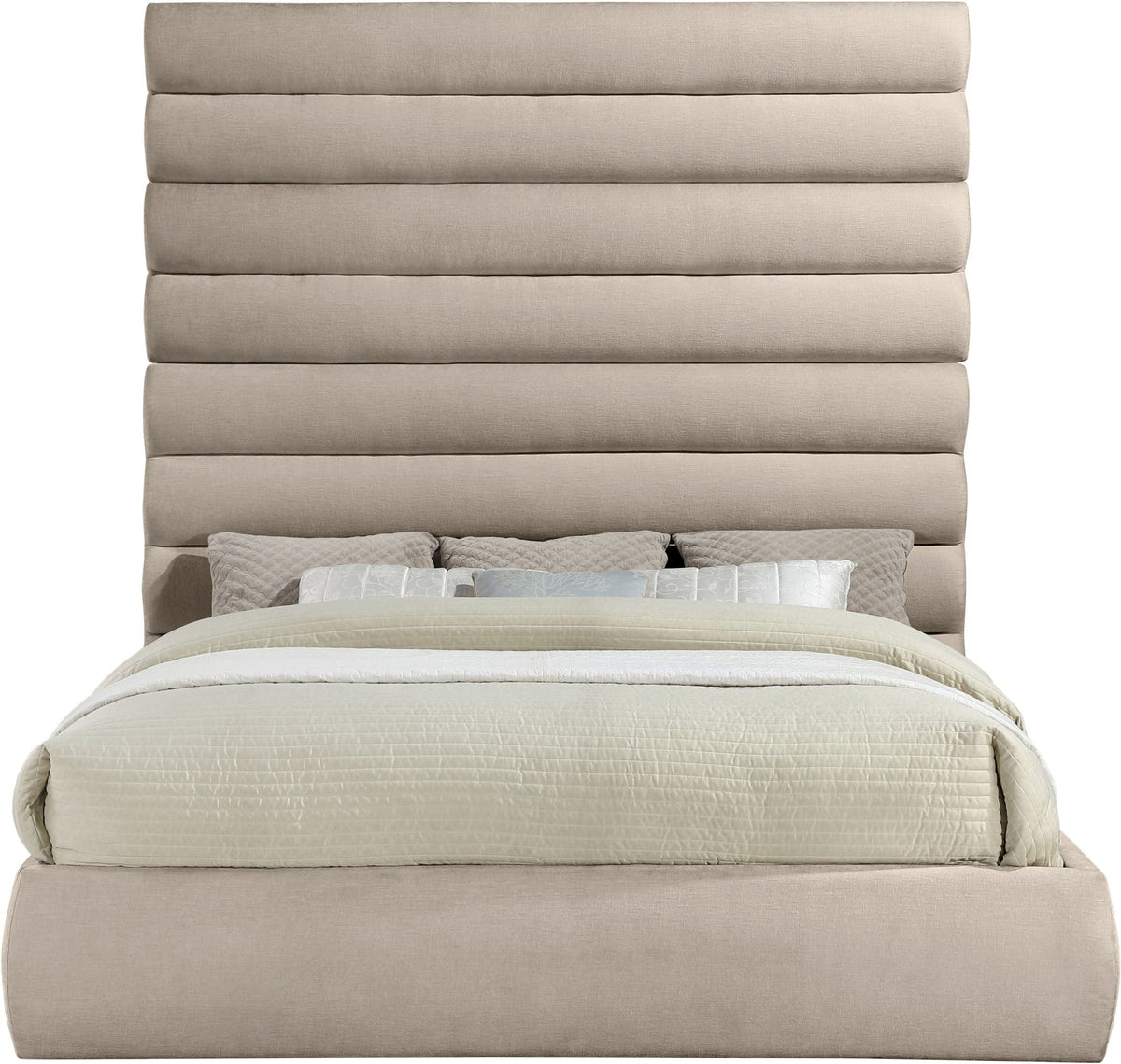 Adam - Chenille Fabric Bed With 89" Headboard