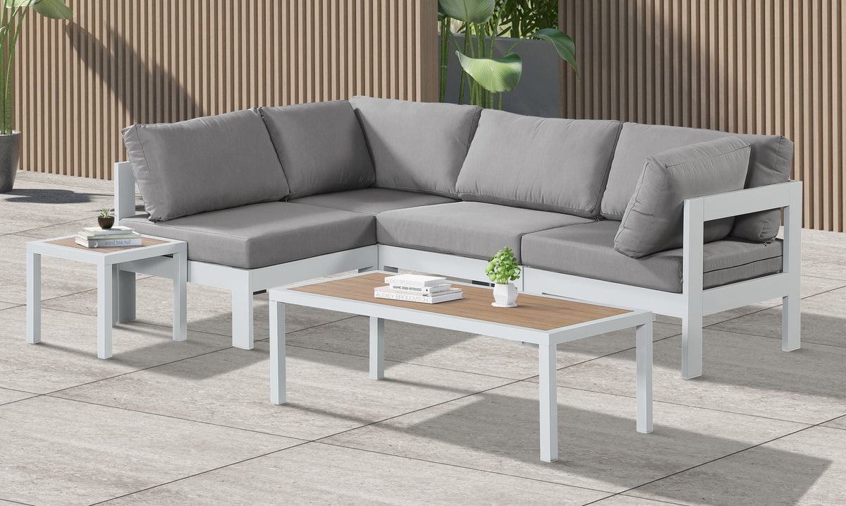 Nizuc - Outdoor Patio 4 Piece Modular Sectional With White Frame