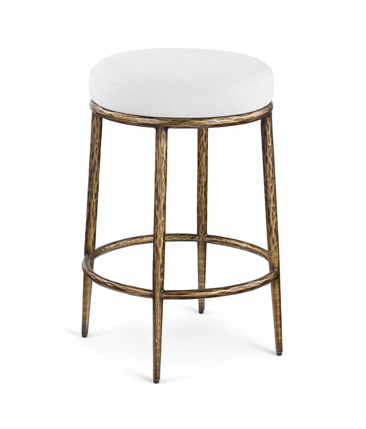 Ferro - Upholstered Backless Counter Stool With Brushed Gold Base