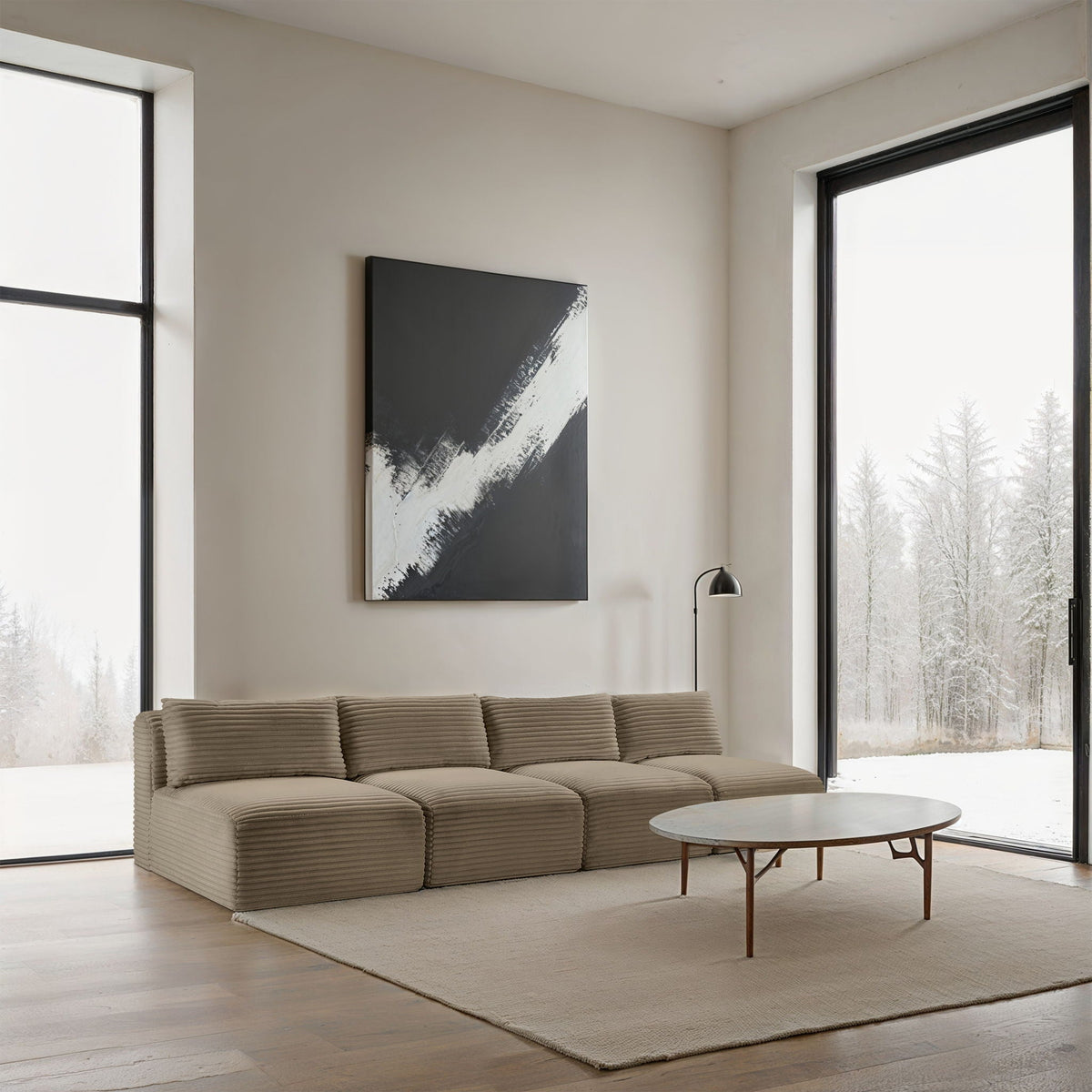 Shaggy - Fabric 4 Seat Modular Armless Sofa