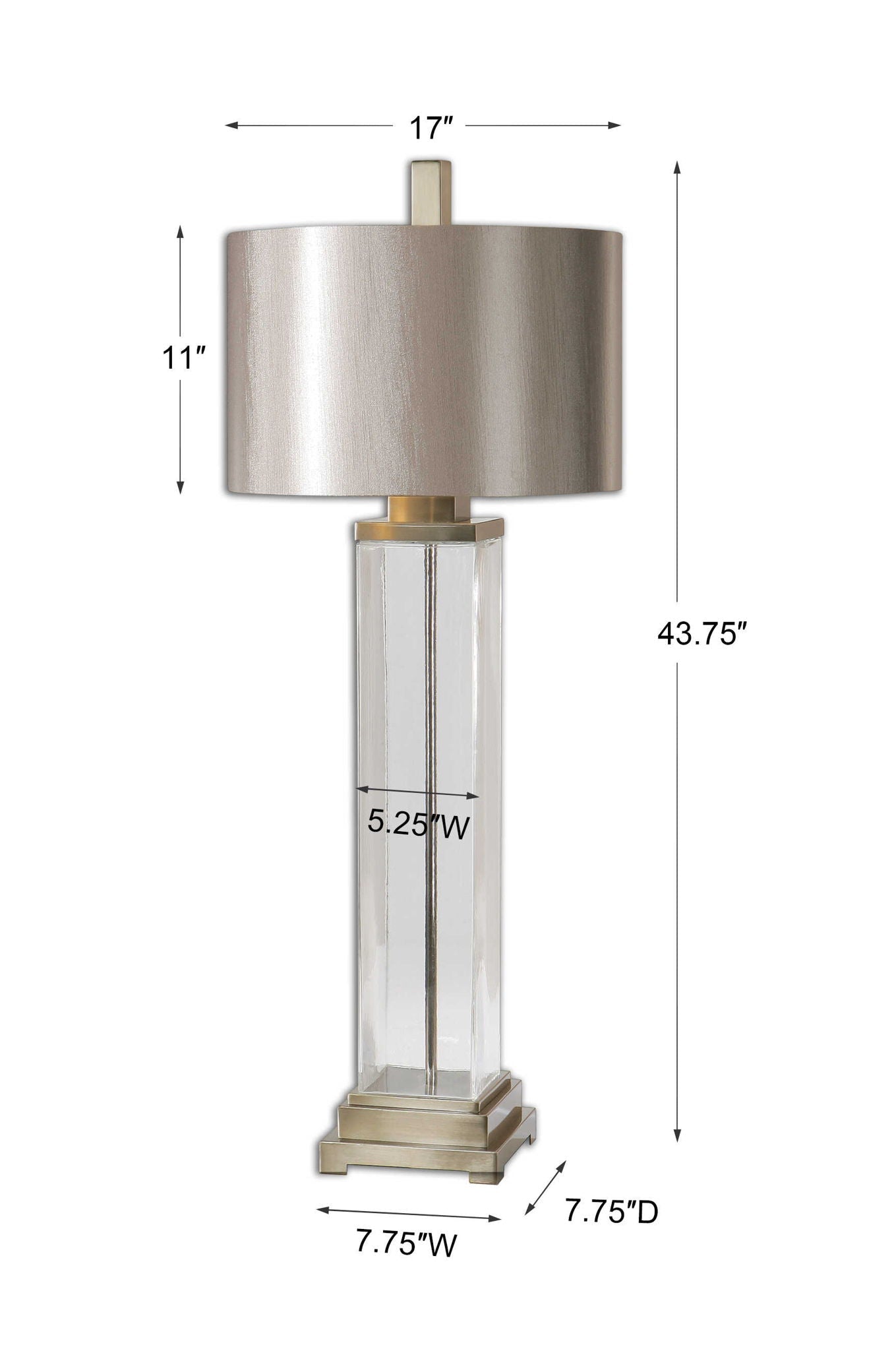 Drustan - Clear Glass Table Lamp - Pearl Silver