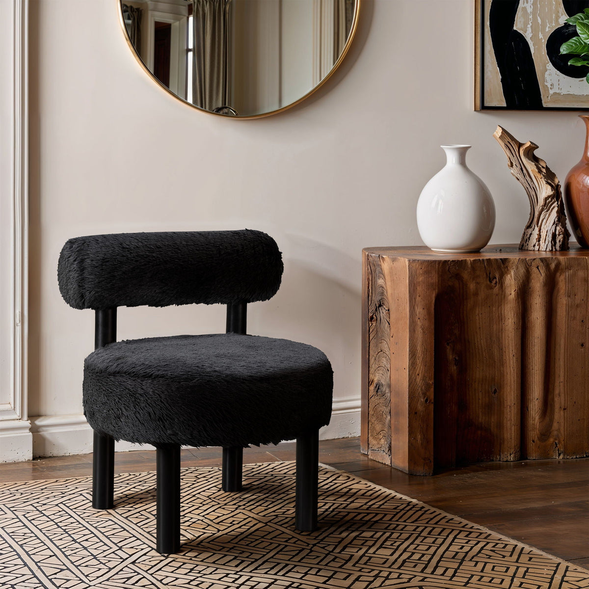 Ambre - Vegan Shearling Fabric Upholstered Accent Chair