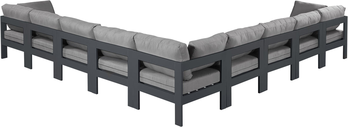 Nizuc - Outdoor Patio 9 Piece Modular Sectional With Gray Frame