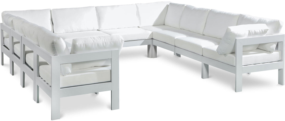 Nizuc - Outdoor Patio 10 Piece Modular Sectional With White Frame