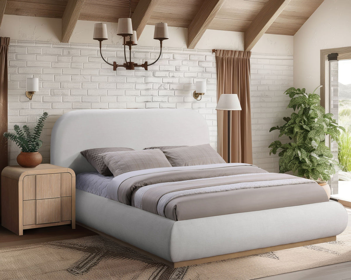 Vaughn - Linen Bed With Natural Base