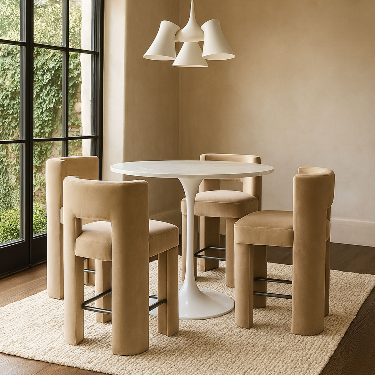 Zuno - Velvet Performance Fabric Upholstered Counter Stool (Set of 2)