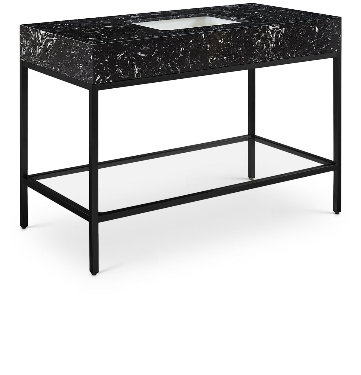 Marmo - Engineered Marble Bathroom Vanity With Black Base