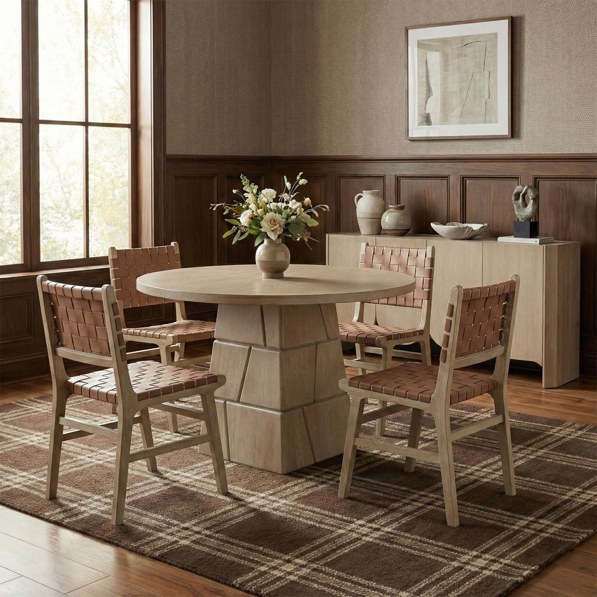 Entwine - Vegan Leather Upholstered Dining Chair - Painted Natural