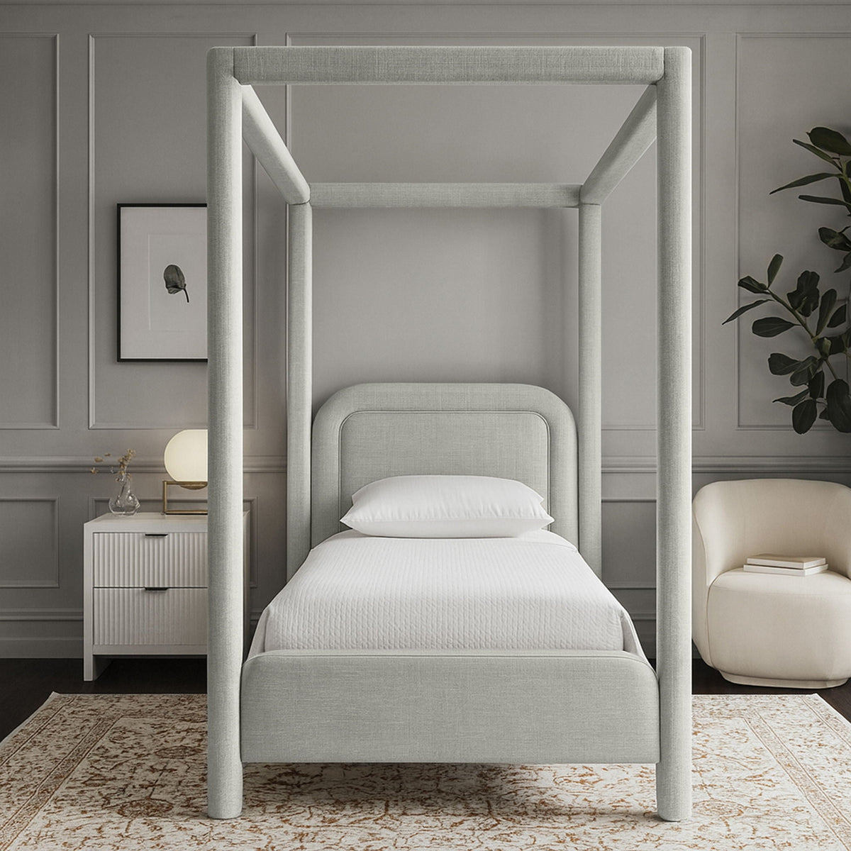 Salina - Linen Textured Fabric Upholstered Bed