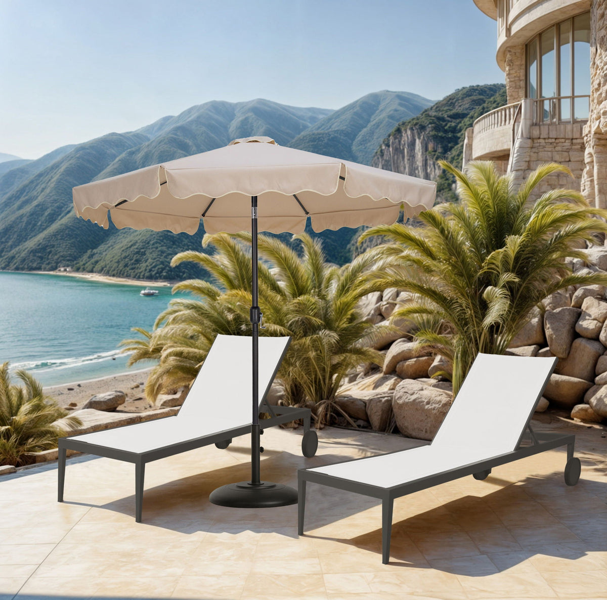Amalfi - Patio Umbrella - Black Base / Black Pole