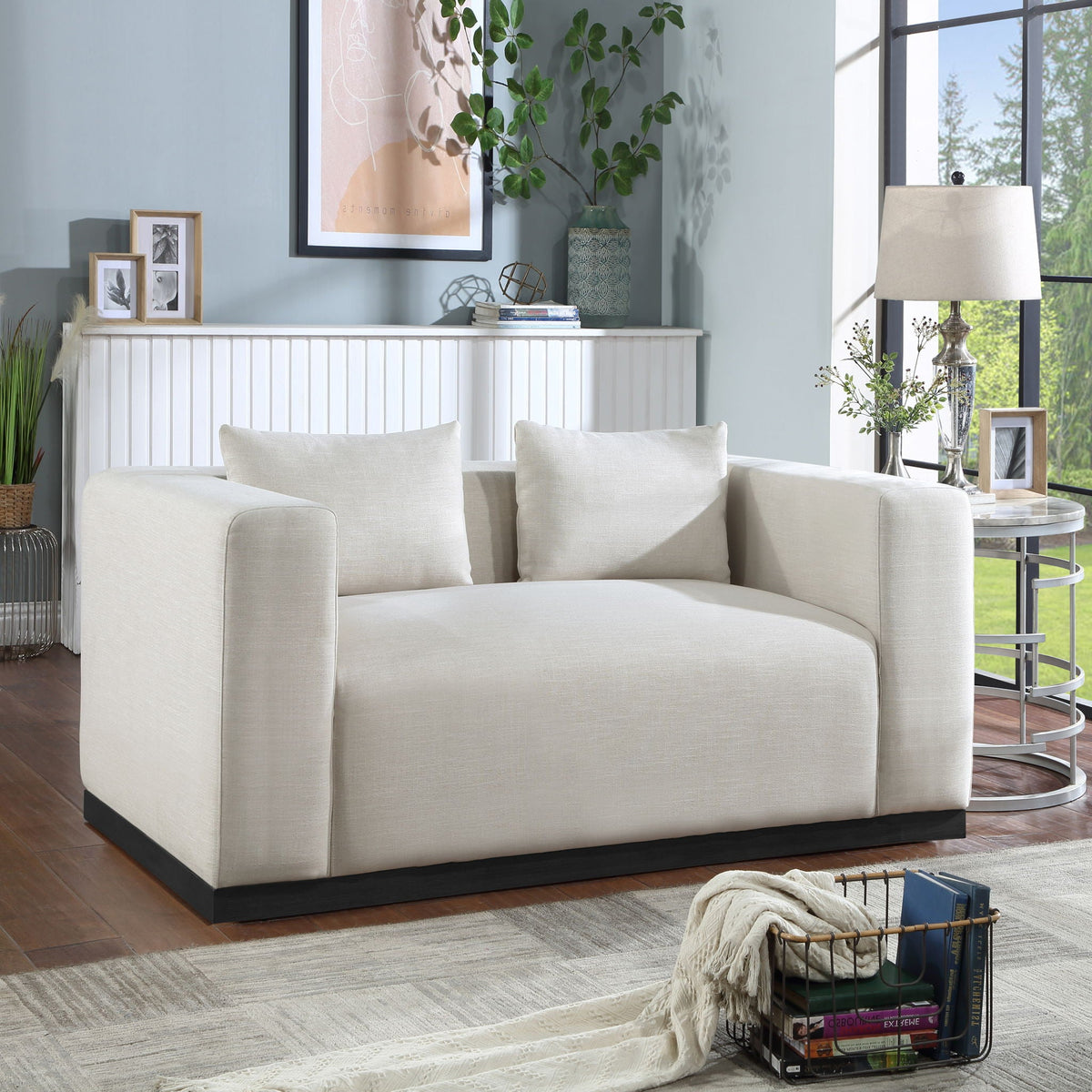 Alfie - Linen Textured Fabic Loveseat