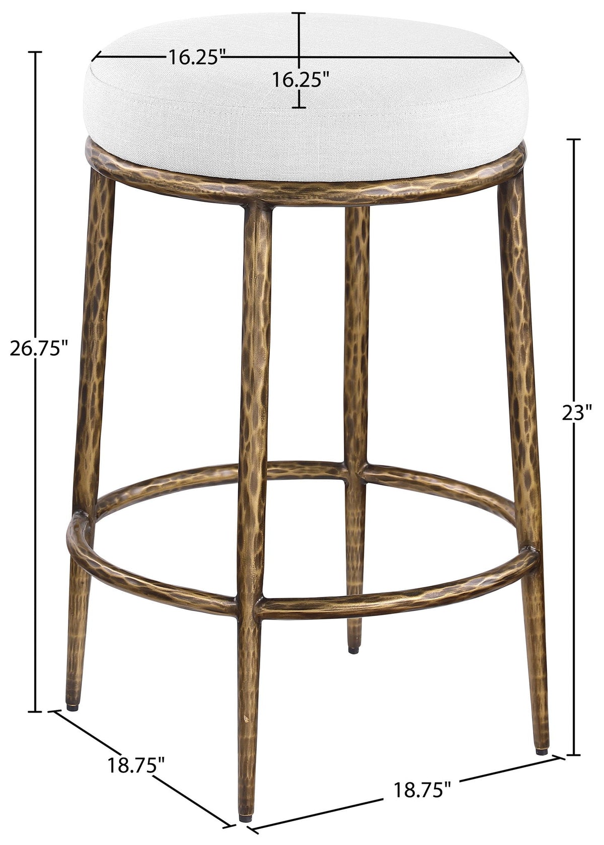 Ferro - Upholstered Backless Counter Stool With Brushed Gold Base