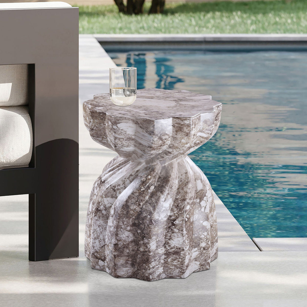 Caserta - Marble Finish Concrete End Table