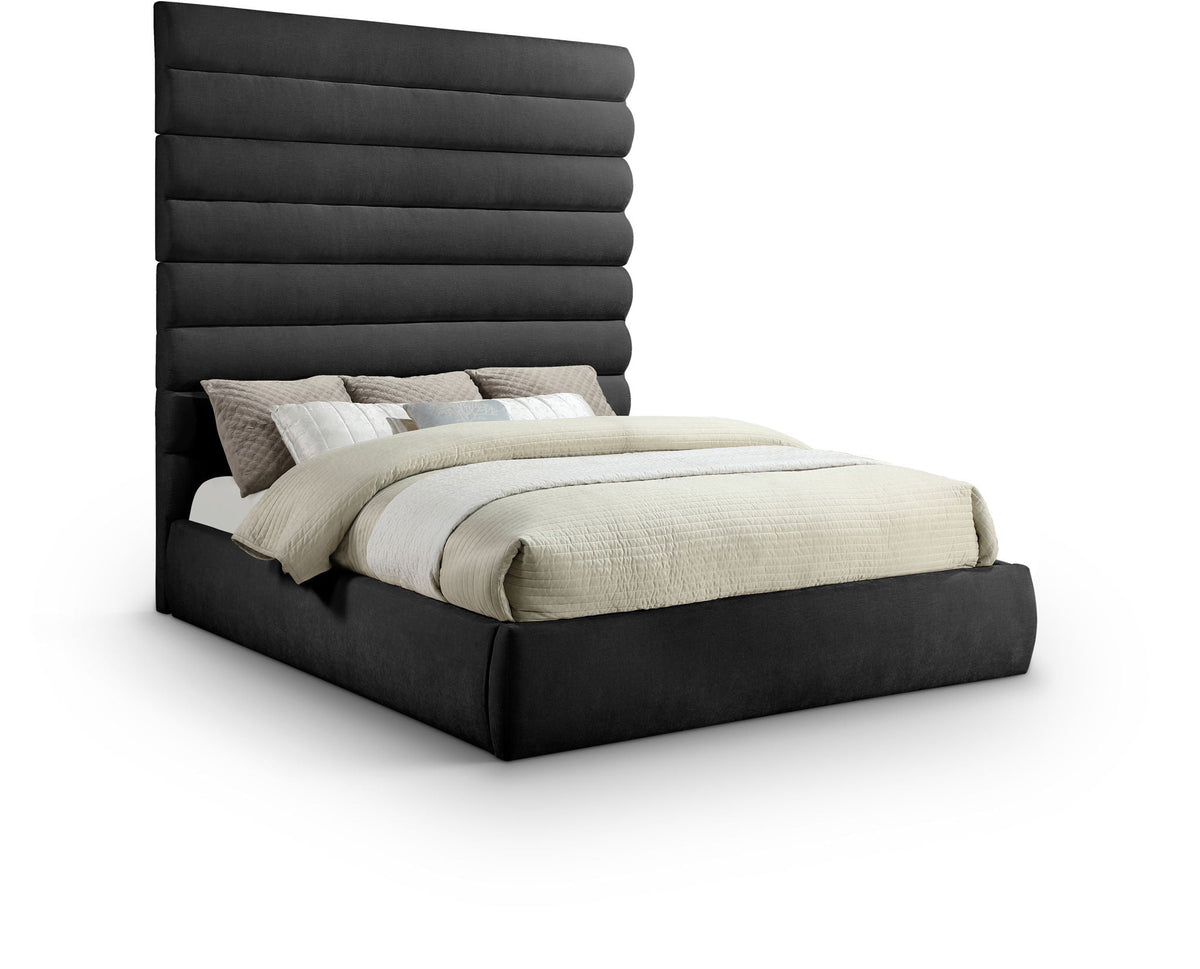 Adam - Chenille Fabric Bed With 89" Headboard