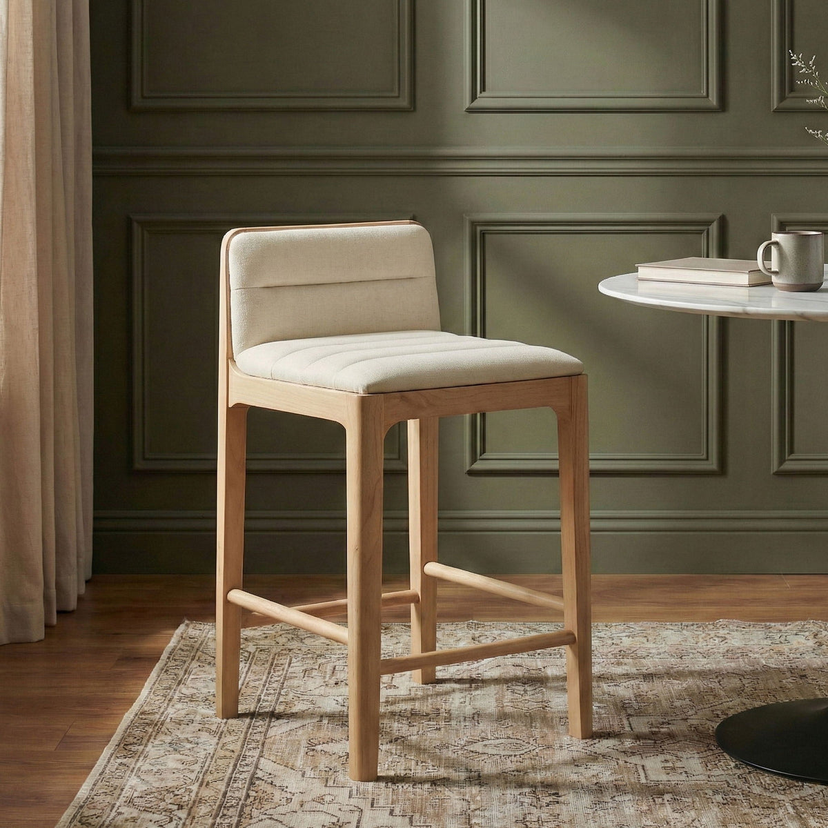 Ellis - Vegan Leather Upholstered Counter Stool (Set of 2) - Natural Base