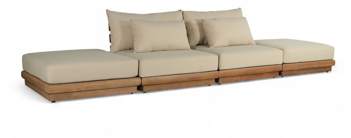 Mirella - 4 Piece Water Resistant Fabric Outdoor Patio Modular Sectional
