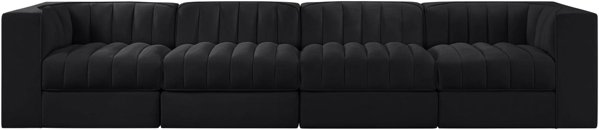 Rummi - Velvet Performance Fabric Upholstered 4 Piece Modular Sofa