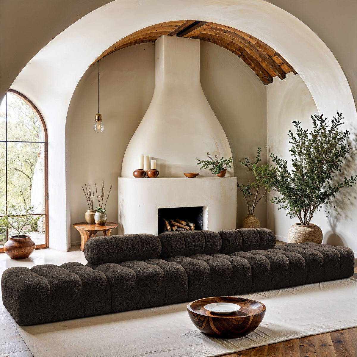 Ames - 5 Piece Boucle Upholstered Modular Sofa With 2 Armless Seats