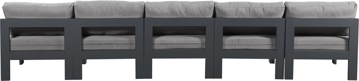Nizuc - Outdoor Patio 5 Seat Modular Armless Sofa With Gray Frame