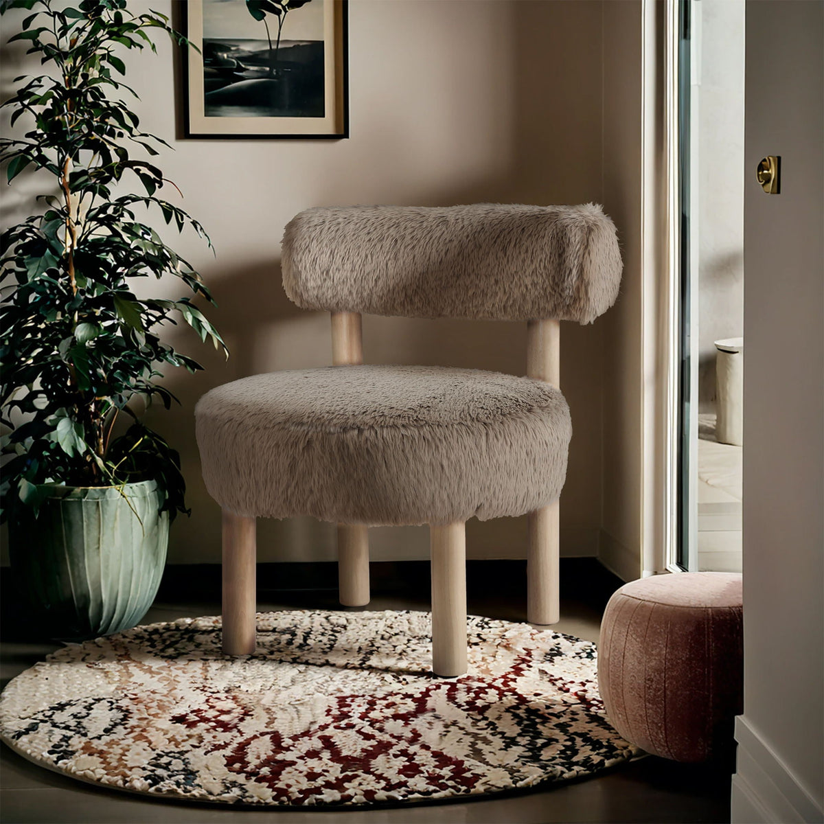 Ambre - Shearling Fabric Accent Chair