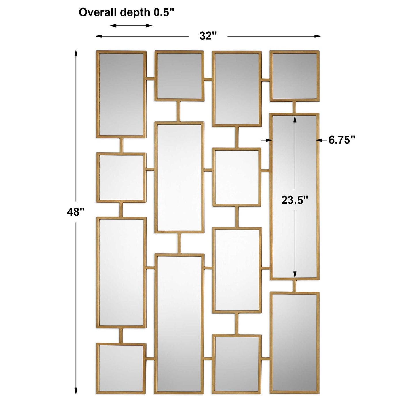Kennon - Forged Rectangles Mirror - Gold