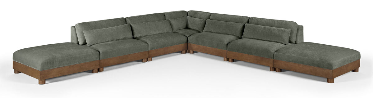 Turin - Chenille Fabric Upholstered Modular Sectional - Green
