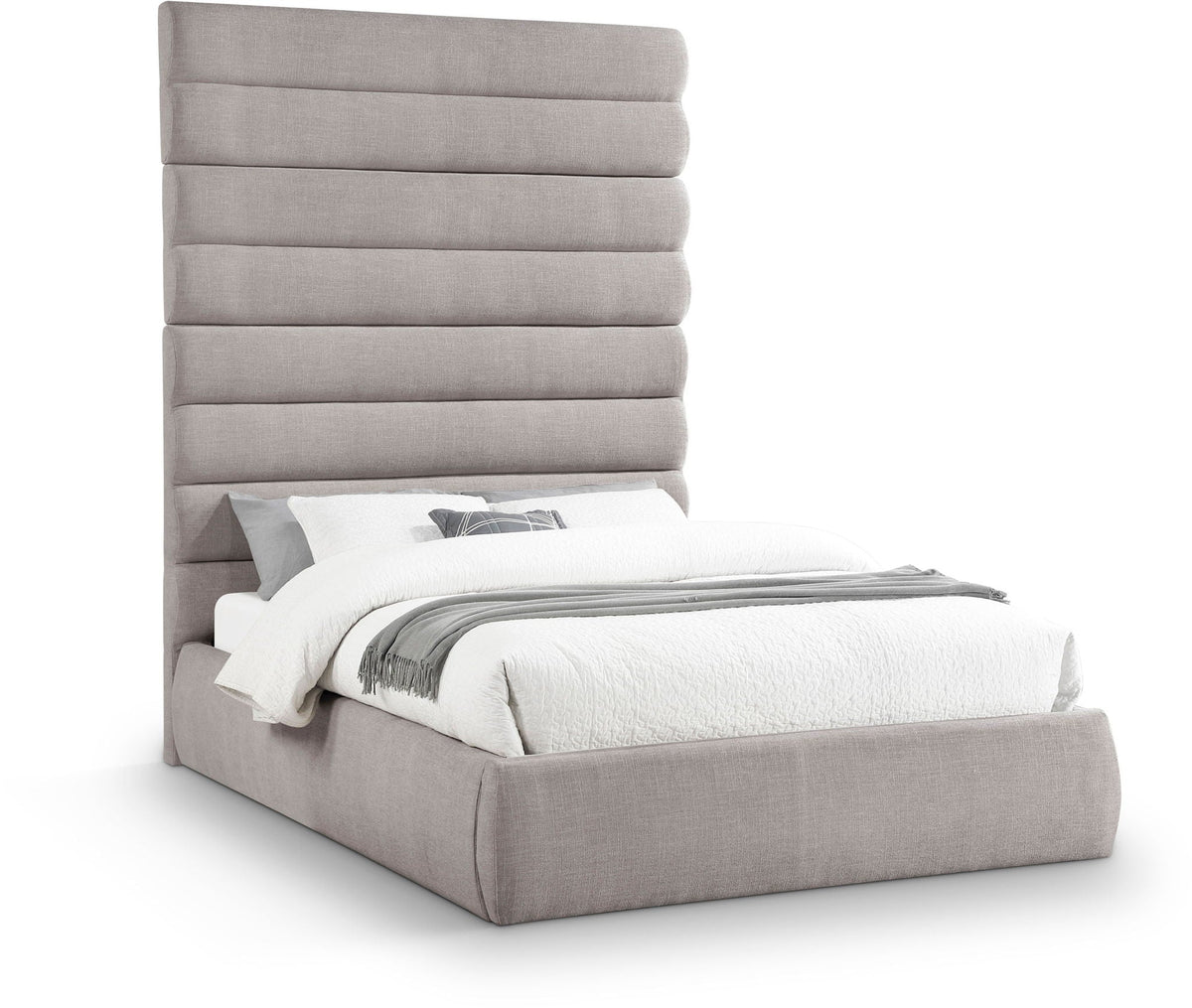 Adam - Linen Fabric Bed With 89" Headboard