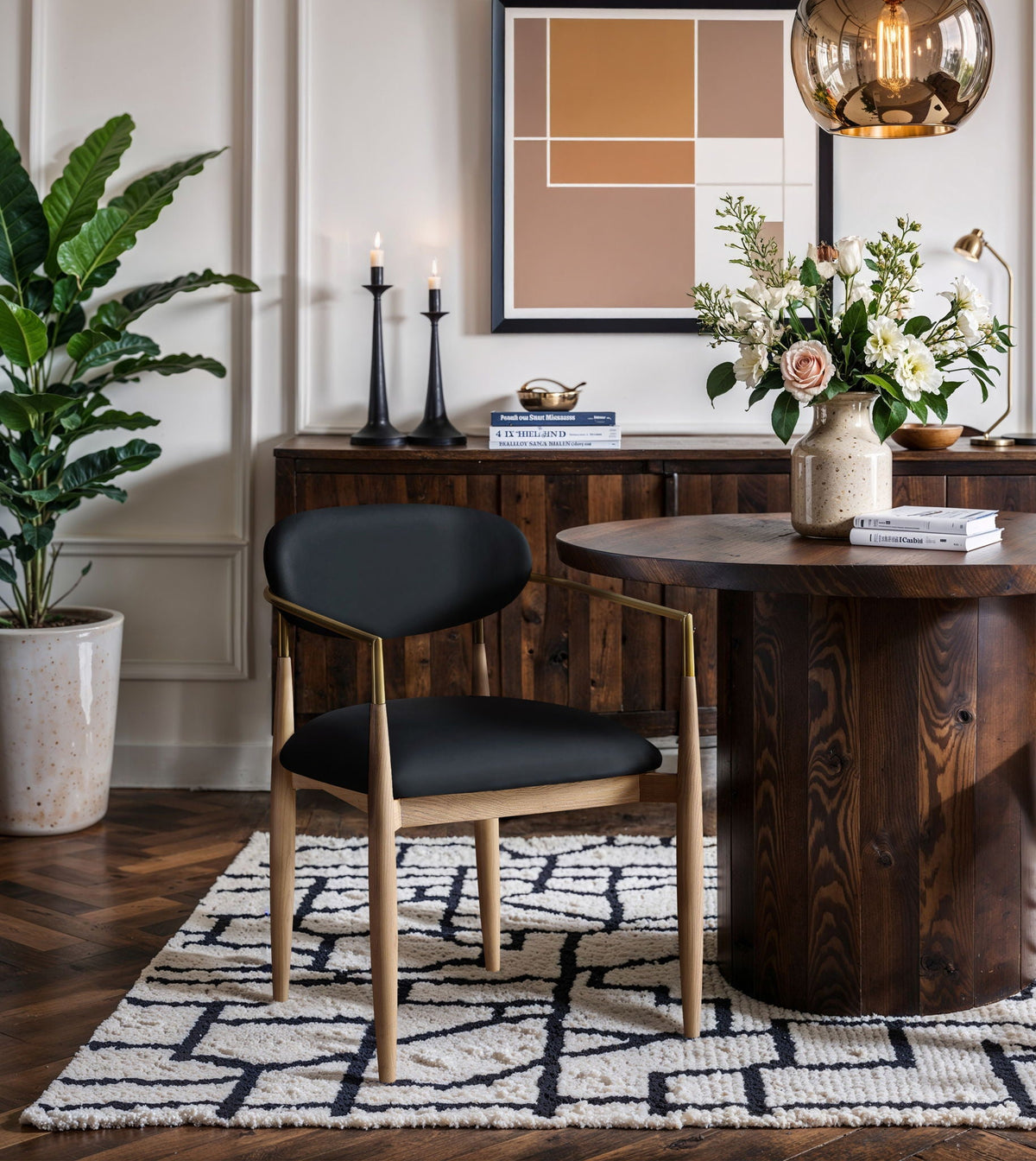 Riccio - Dining Arm Chair (Set of 2) - Natural And Gold Frame