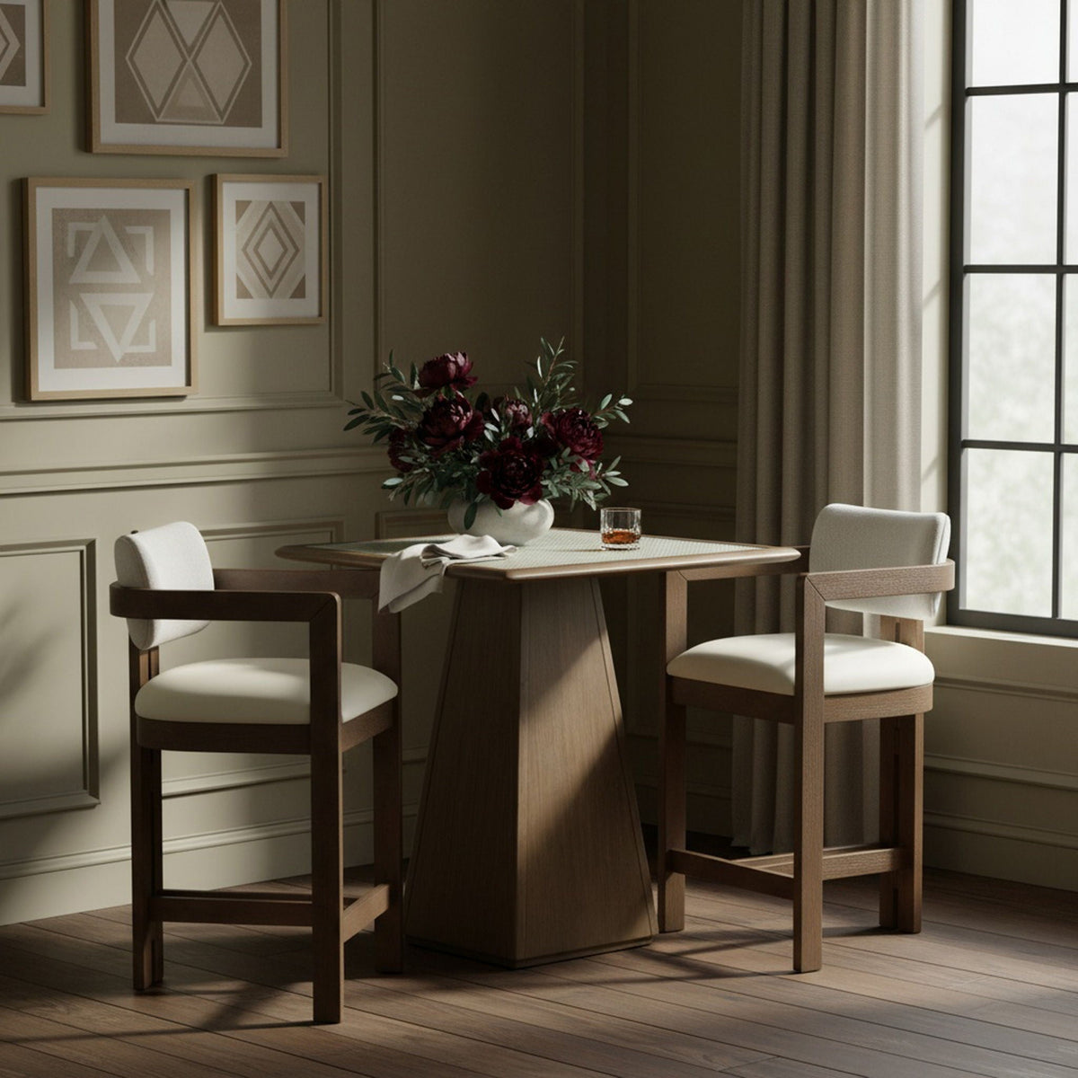 Ravina - Upholstered Counter Stool With Stained Brown Base