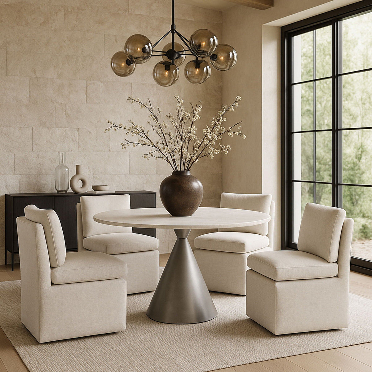 Nelori - Linen Textured Performance Fabric Upholstered Dining Chair (Set of 2)