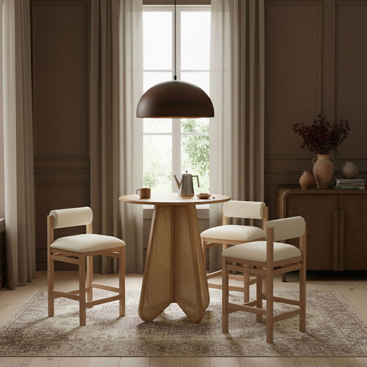 Butterfly - Solid Wood And Natural Cane Table With Natural Top