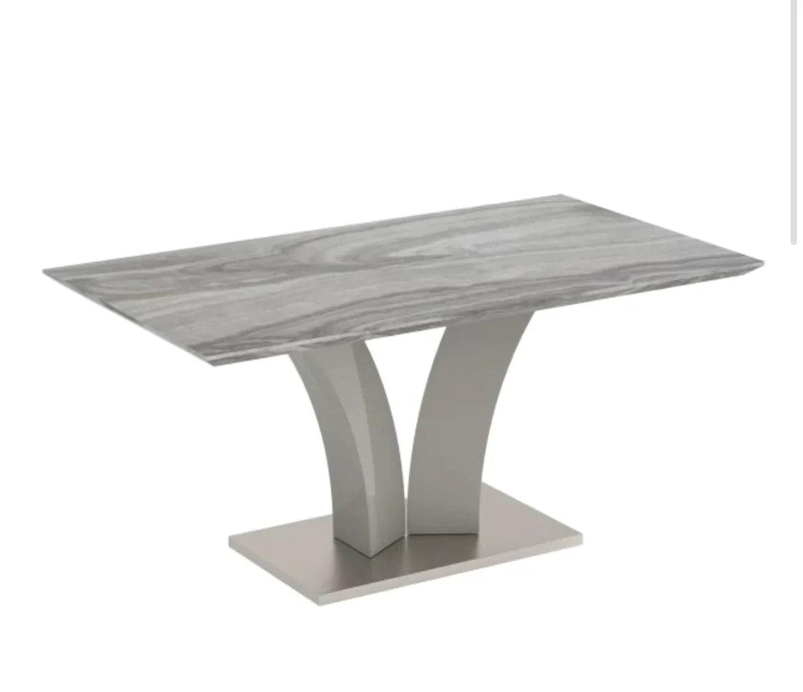 Napoli/Hollis 7pc Dining Set in Grey with Navy Chair - Furniture Depot