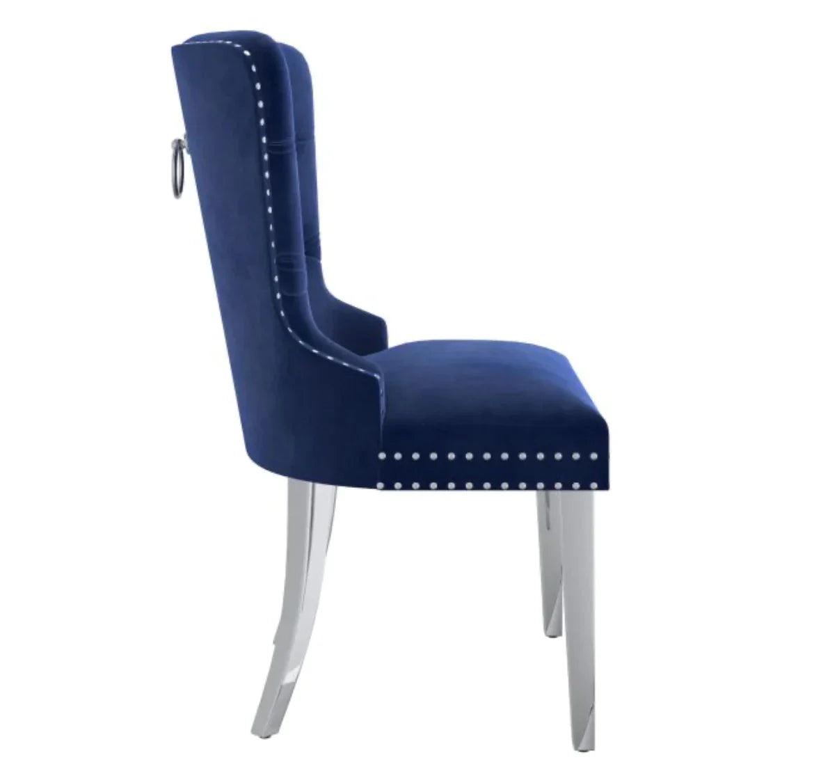 Napoli/Hollis 7pc Dining Set in Grey with Navy Chair - Furniture Depot