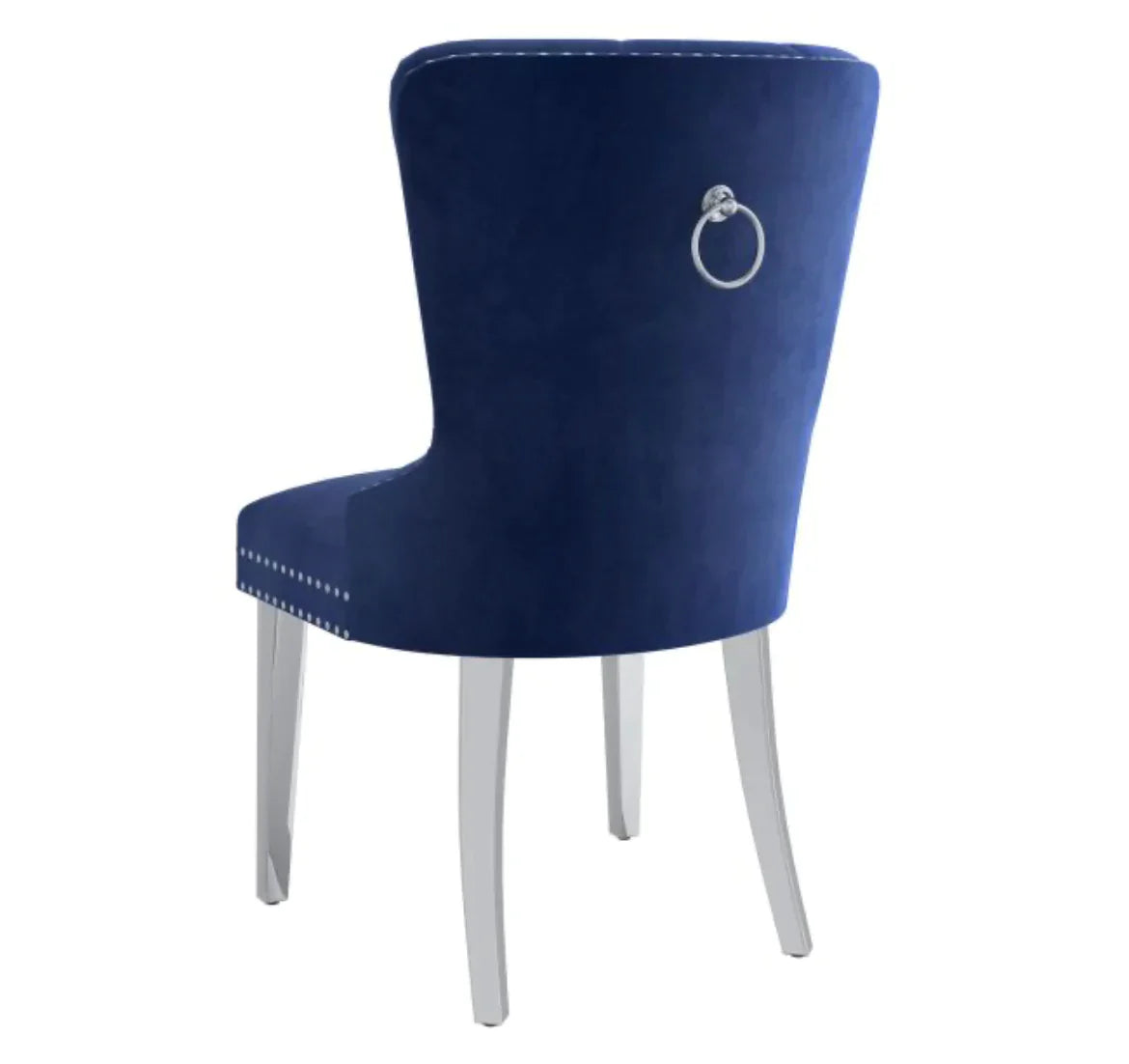 Napoli/Hollis 7pc Dining Set in Grey with Navy Chair - Furniture Depot
