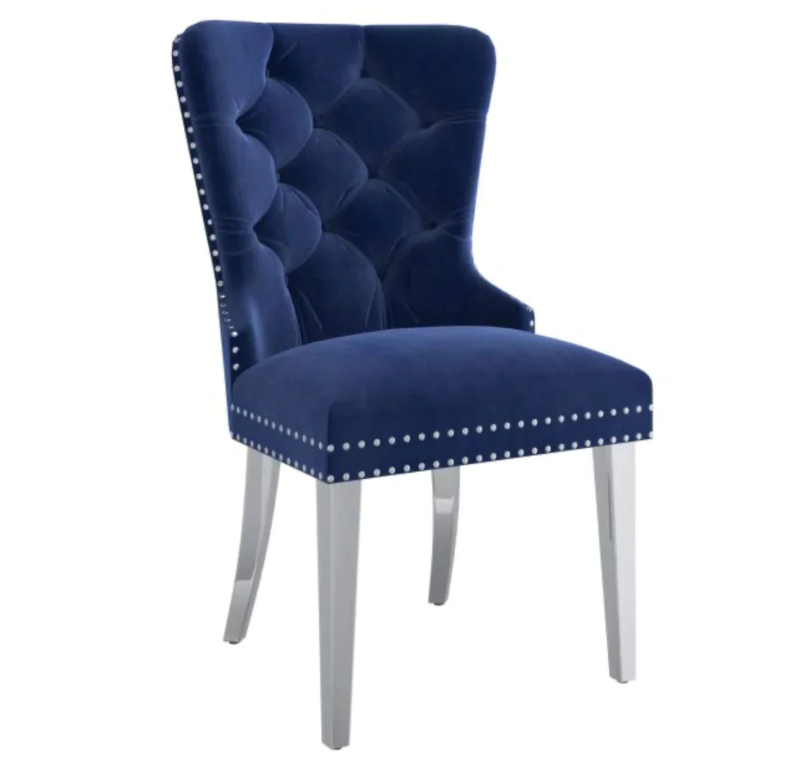 Napoli/Hollis 7pc Dining Set in Grey with Navy Chair - Furniture Depot