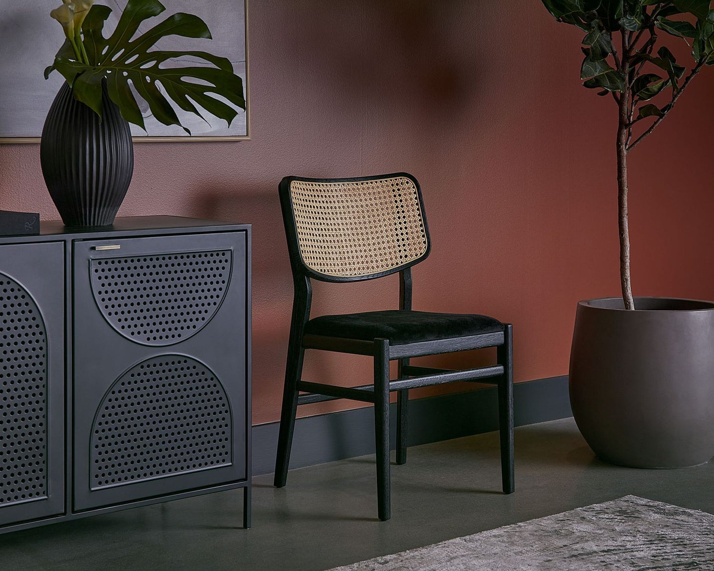 Annex Dining Chair Velvet Black / Natural