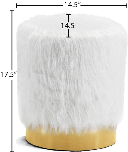 Joy Faux Fur Ottoman/Stool - Furniture Depot