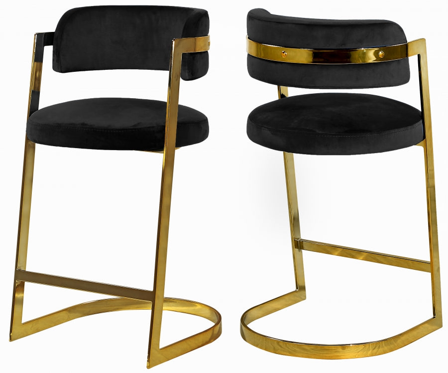 Georgia Black Velvet Counter Stool - Furniture Depot